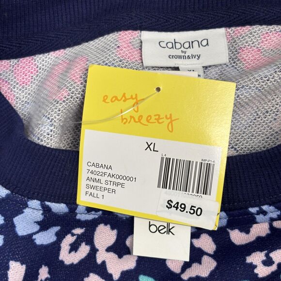 Cabana by Crown & Ivy Sweater Womens XL Animal Stripe Crewneck Multicolor Belk - Picture 6 of 7